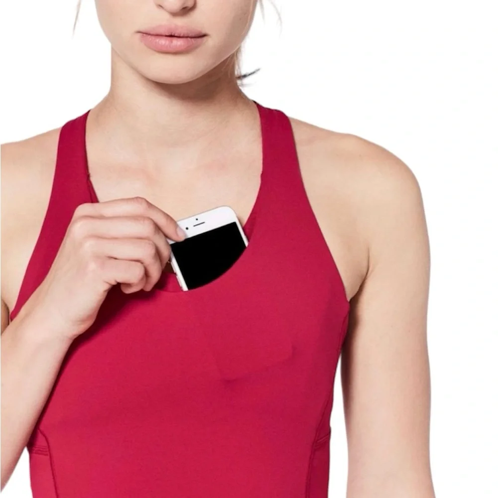 Lululemon Stash N Run Medium Support Tank Size 4 Red‎ and Pink